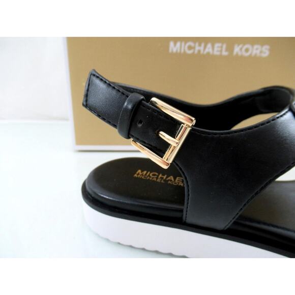 Michael Kors Jilly Flat Thong Sandal T-Strap MK Logo Black Size 7 - Picture 7 of 8